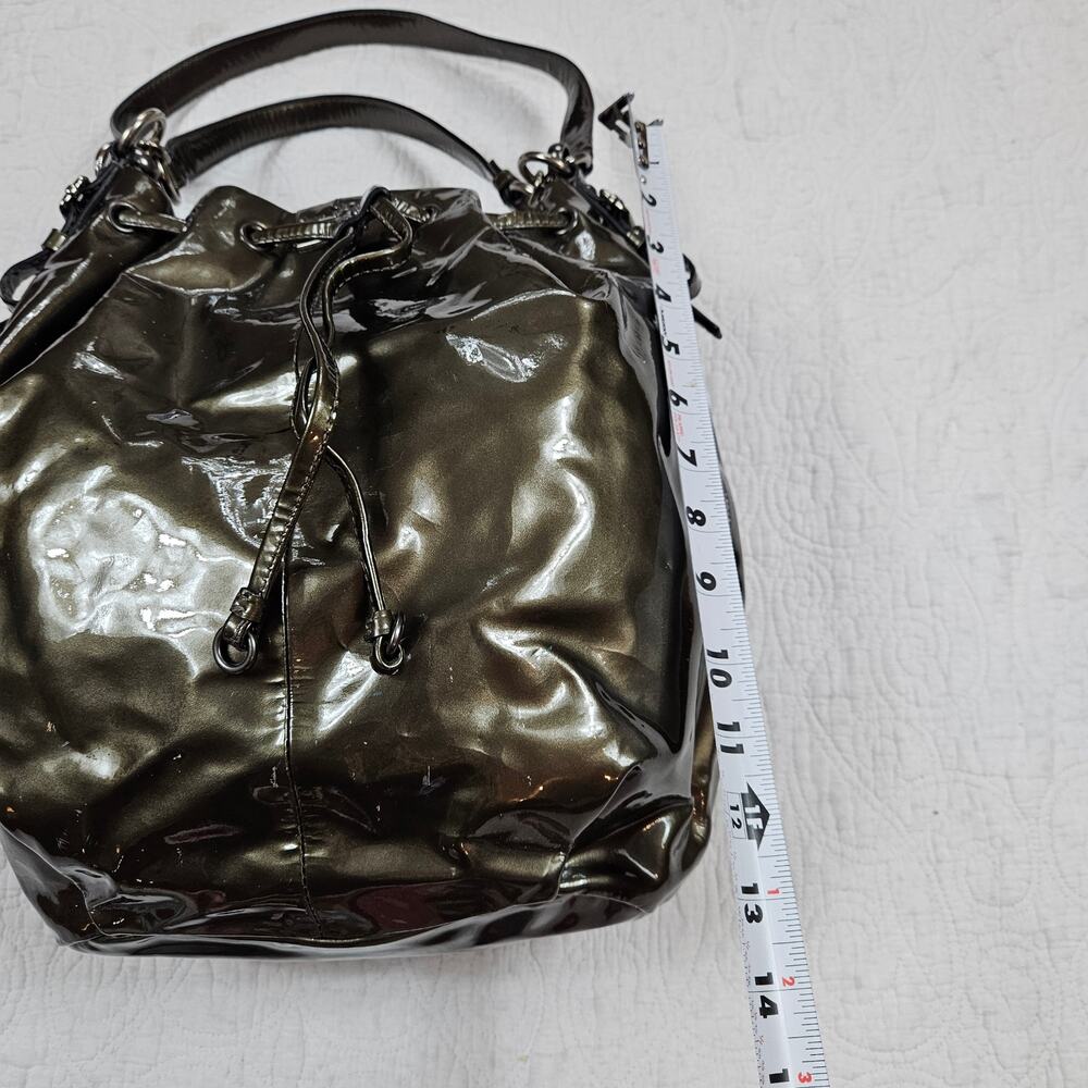 Coach Madison Marielle Drawstring Tote Bag Pewter Patent Leather - Picture 6 of 12